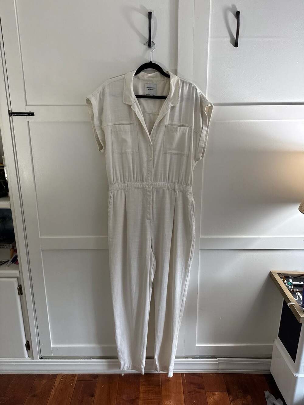 Abercrombie & Fitch Cream Short Sleeve Utility Boilersuit Jumpsuit
